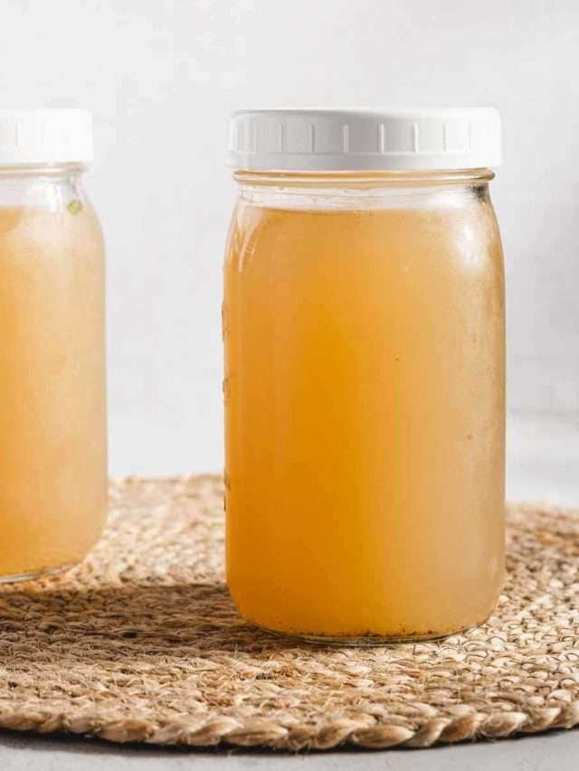 beef bone broth in mason jars