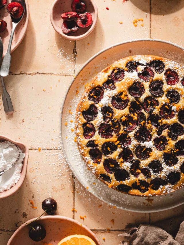 close up of the cherry sponge cake