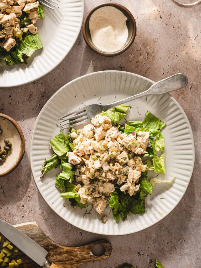 salad on the plate, dish with the sauce