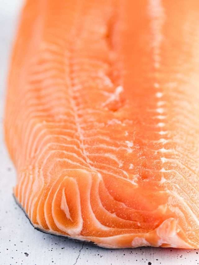 raw salmon, close up
